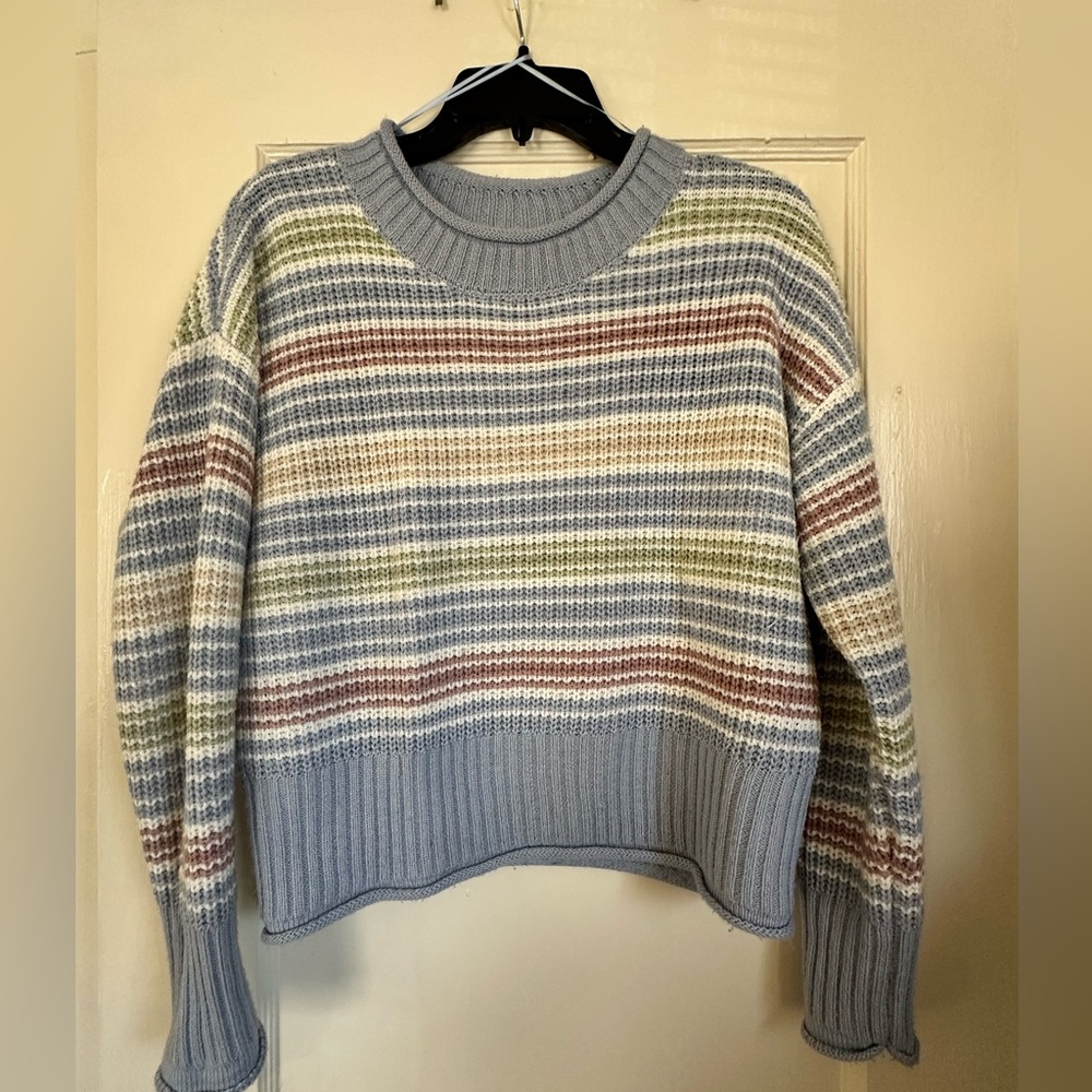 Hippie Rose Pastel Striped Crew Neck Sweater